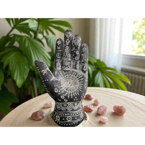 Mystical Witchy Palmistry Hand Statue Palm Reading Boho Psychic Decor 5" - Picture 5 of 11